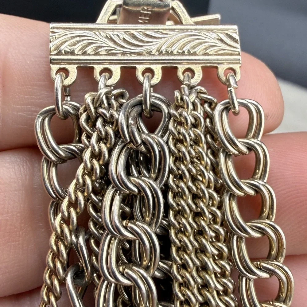 Vintage Kramer Bracelet Gold Tone Layered Multi Strand Chain 7